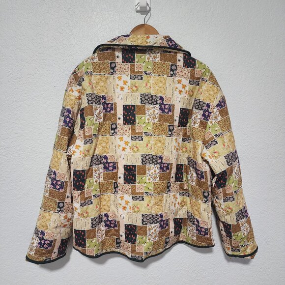 Women Patchwork Jacket Multicolor 100% Cotton Size Large, Boho, Festival - Picture 2 of 6